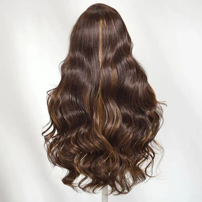 Highlight Wavy Hair Honey Brown 6×5 Glueless HD Lace Front Wigs 250%