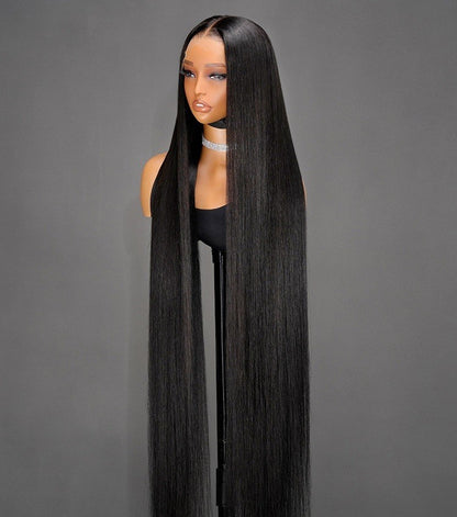 Super Long 50inch 300% Density Natural Black 13x6 HD Lace Front Wig Human Hair
