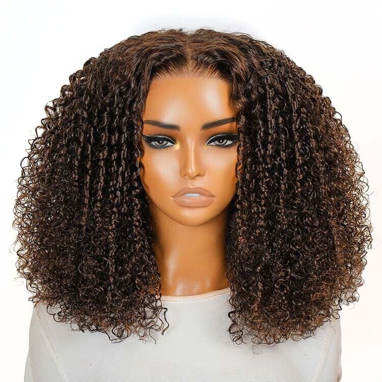 Human Hair Wigs Glueless Wear And Go Women Lace Front Bouncy Curly Short Wig UK