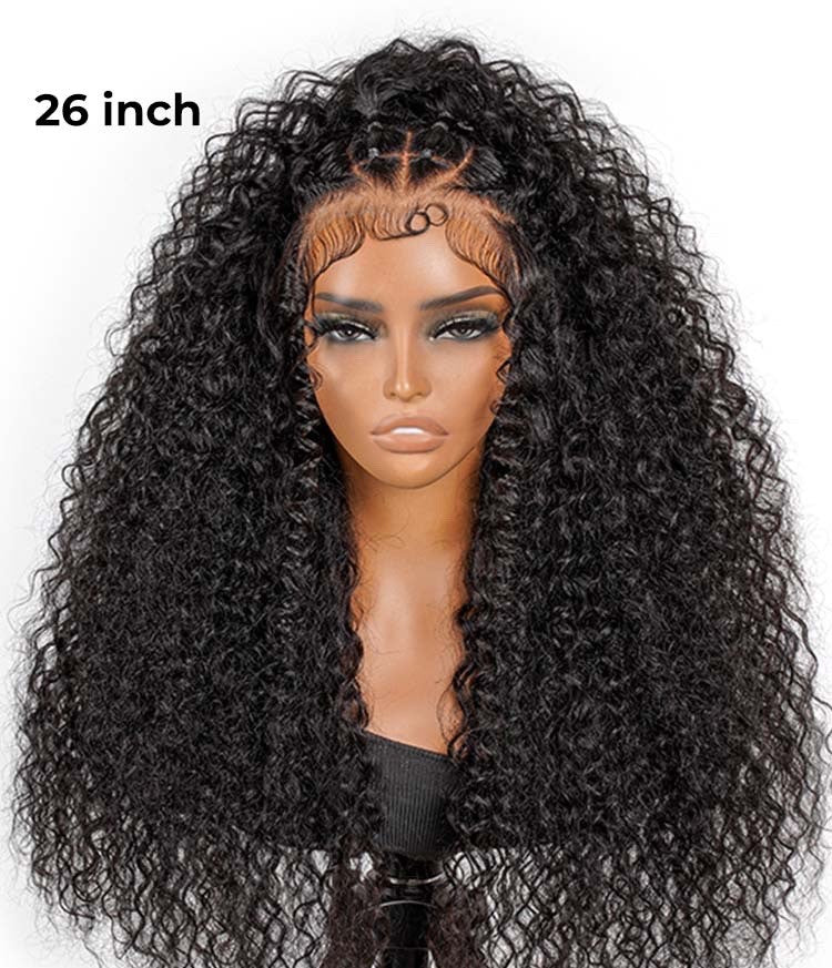 250% Density Human Hair Box Braids Wig With Flat Twists 13×6 Water Wave Wig