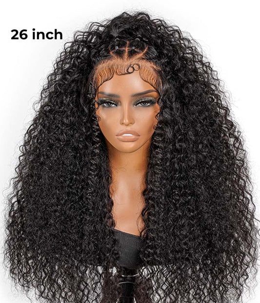 250% Density Human Hair Box Braids Wig With Flat Twists 13×6 Water Wave Wig