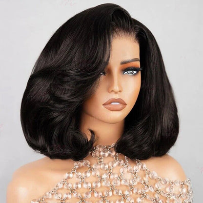 Women Human Hair Wigs Full Wavy Glueless Wear Go Lace Front Short Bob Wig UK