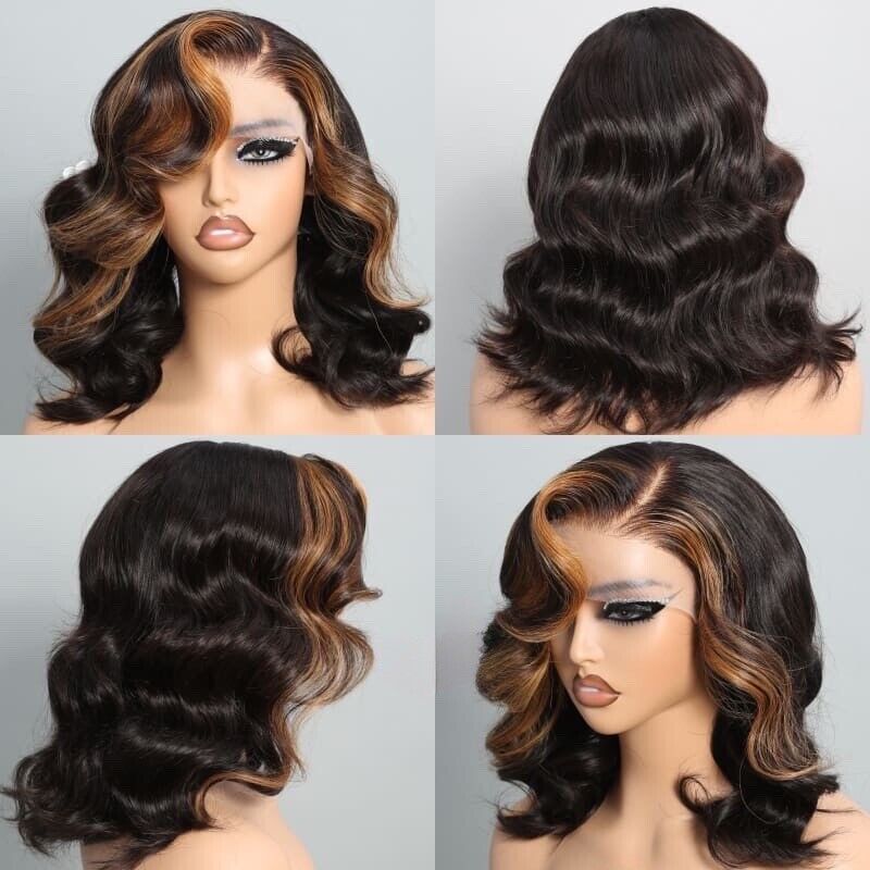 Human Hair Wig Wigs Glueless Women Wear & Go Lace Front Short Wig UK