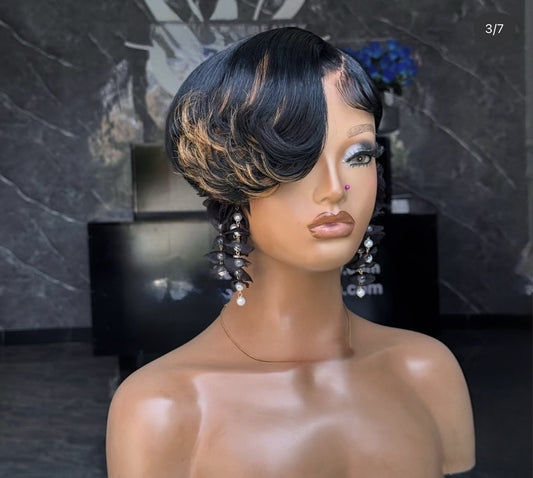 Pixie Cut Human Hair Pre Styled Ready To Wear Short Wig
