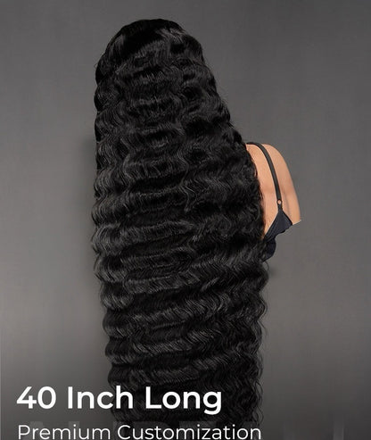 50 Inches Voluminous Deep Wave HD Lace Frontal Wig Super Long Human Hair 300%