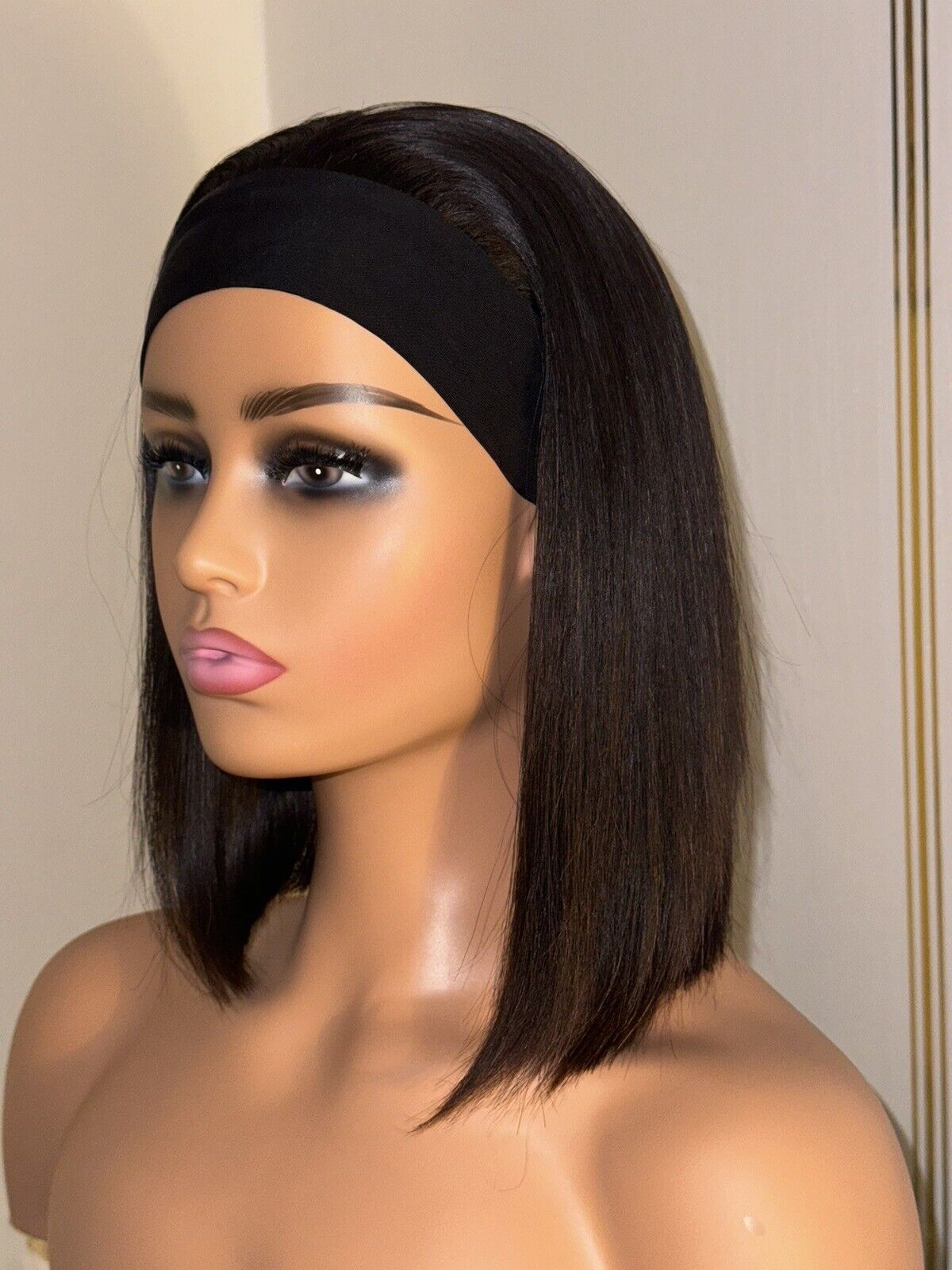 Human Hair Wigs Wig Glueless Women Headband Straight Short Bob UK Natural