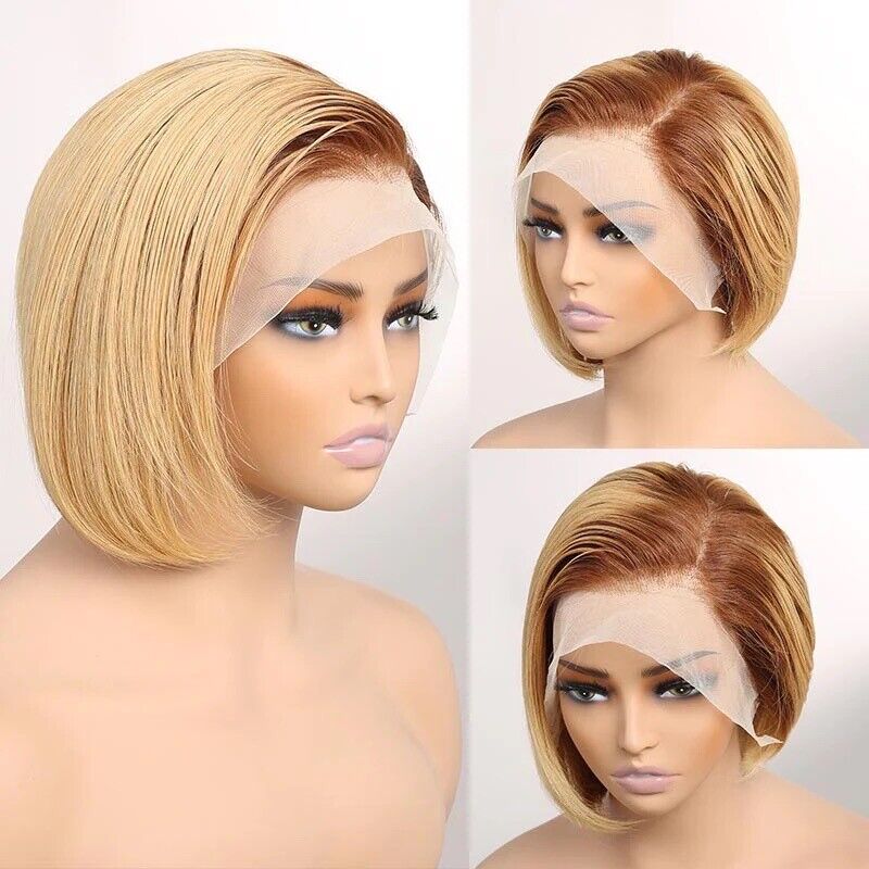 Human Hair Wig Wigs Women Wear & Go Pixie Lace Front Short Wig UK Straight