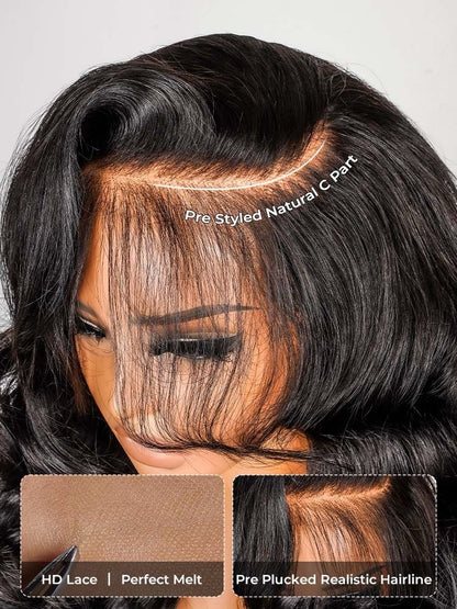 Glueless Salon Style-Glueless Bouncy Wavy Frontal Wig Side Part Ready To Go