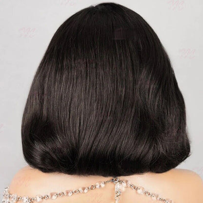 Women Human Hair Wigs Full Wavy Glueless Wear Go Lace Front Short Bob Wig UK