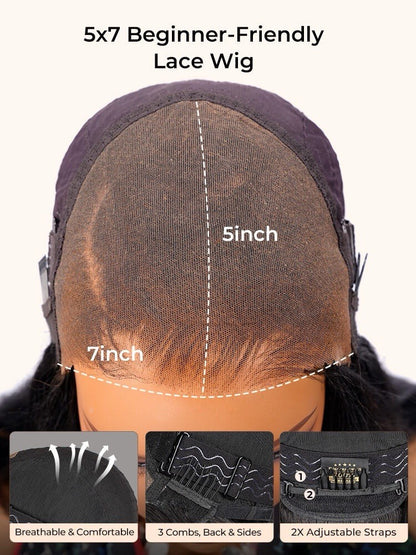 Ready To Wear Curtain Bang Body Wave Glueless Lace Wig Ready To Wear With Layers