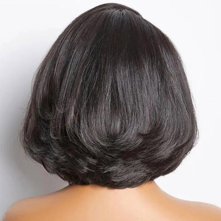 Butterfly Layered Cut Short Bob Human Hair Ready To Go Glueless Wig