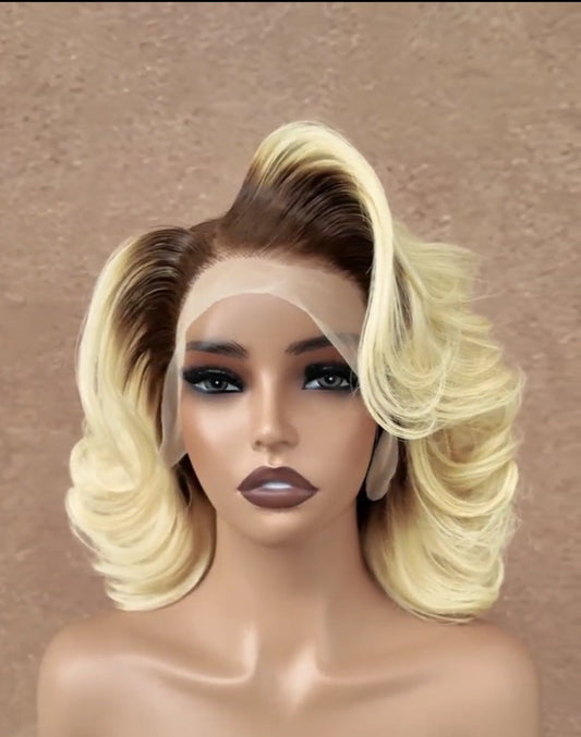 Raw Vietnamese SDD Layered Cut Lace Front Glueless Bob Wig 250% Blonde /Brown