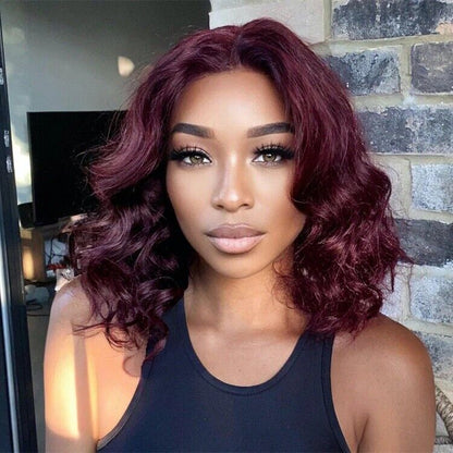 UK Women Full Wig Human Hair Wavy Invisible Lace Front Short Wigs Natural