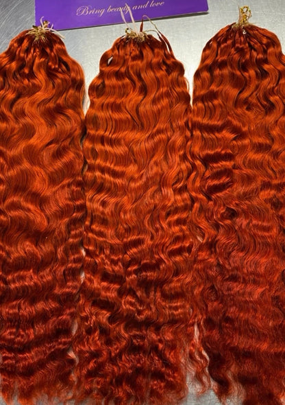 Chic Luxe Hair Crochet human hair For Crochet Styles Boho Braiding | Burnt Orange | 100% Human Hair |100 strands per pack (100g) | Usually 2-3 Packs For A Full Head