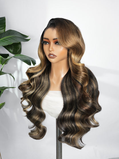 Chic Luxe Hair | Highlights Body Wave M Hairline Pre Styled 13x6 Glueless Lace Wig