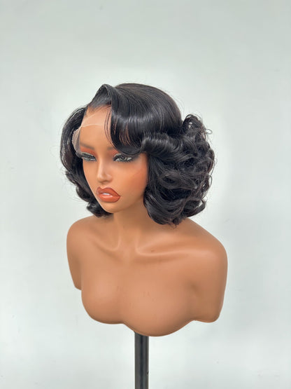 Chic Luxe Hair Glueless Pre Styled Ready To Wear Curly Short Bob Human Hair Lace Front Wig | 250% | 100% Human Hair