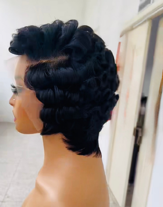 Pixie Cut Human Hair Pre Styled Ready To Wear Short Wig