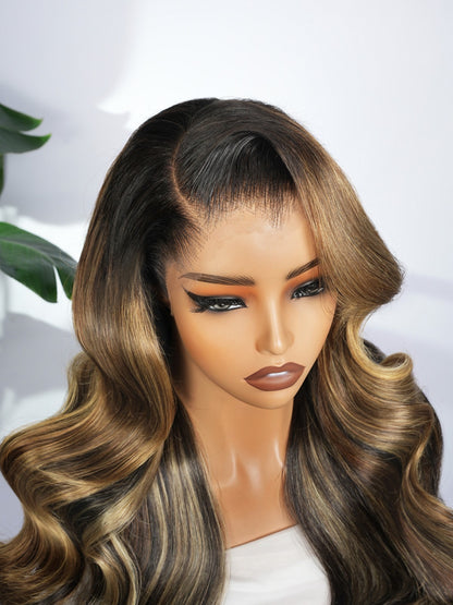 Chic Luxe Hair | Highlights Body Wave M Hairline Pre Styled 13x6 Glueless Lace Wig