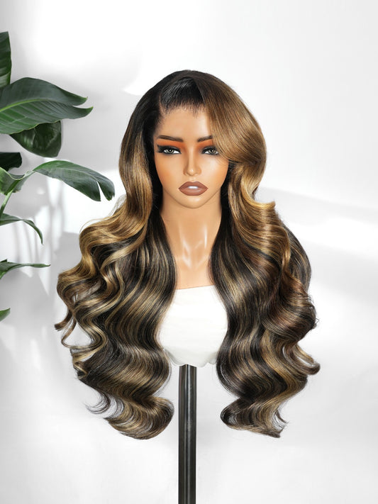 Chic Luxe Hair | Highlights Body Wave M Hairline Pre Styled 13x6 Glueless Lace Wig