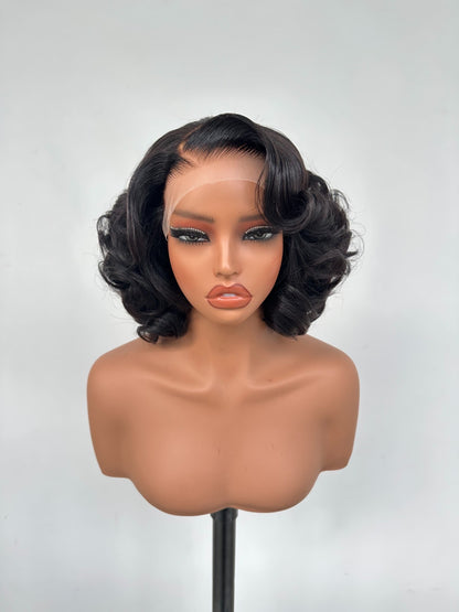 Chic Luxe Hair Glueless Pre Styled Ready To Wear Curly Short Bob Human Hair Lace Front Wig | 250% | 100% Human Hair
