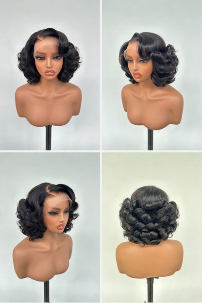 Chic Luxe Hair Glueless Pre Styled Ready To Wear Curly Short Bob Human Hair Lace Front Wig | 250% | 100% Human Hair
