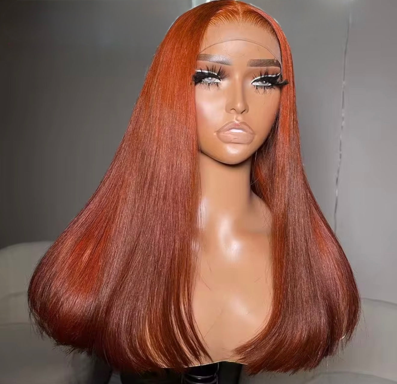 Vietnamese Ginger Orange Bone Straight Lace Front Glueless Pre-Styled Wig Short Bob  5*5 Lace Front With Natural Hairline 250% Full Density Summer Must Have