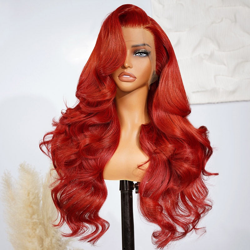 Orange Red 13x4 Lace Front Wigs Human Hair Body Wave Bright Red Frontal Wigs For Women-Human hair wig-Chic Luxe Hair