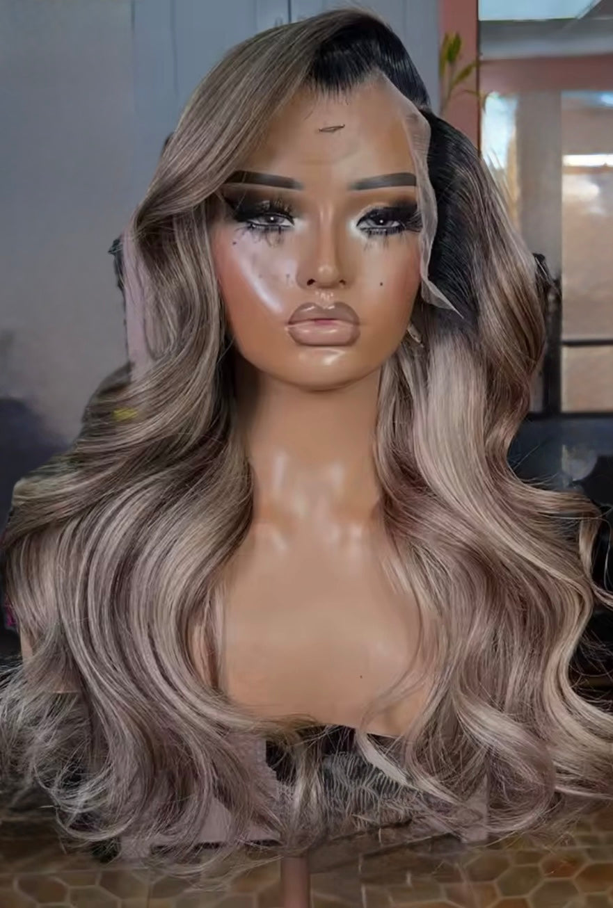 THE EVANGELINE 
Brown Blonde Highlight Melt Wig