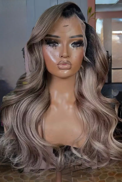 THE EVANGELINE 
Brown Blonde Highlight Melt Wig