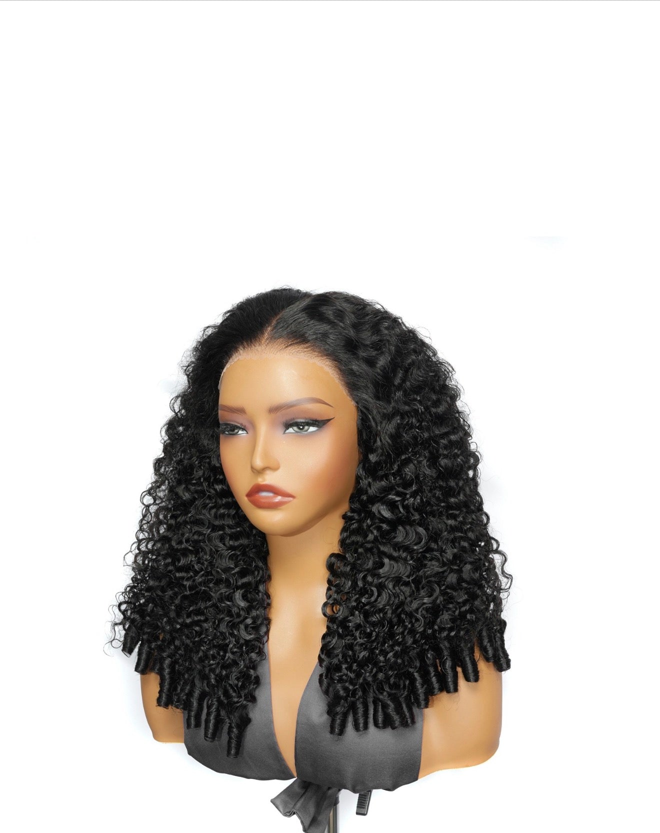 Burmese Glueless Pre Styled Ready To Wear Curly Human Hair Lace Front Wig 250% Full Density Bouncy Curly