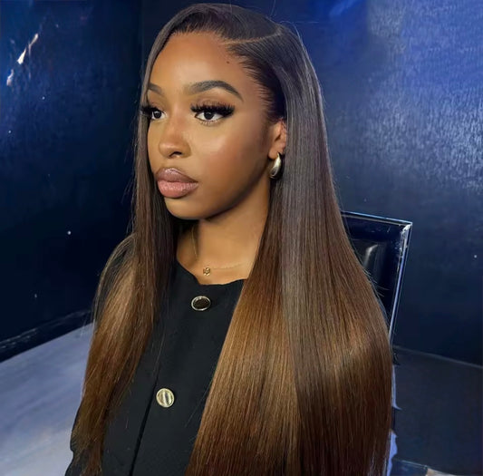 THE VIVIENNE 
Mocha Caramel Balayage Silk Press Wig