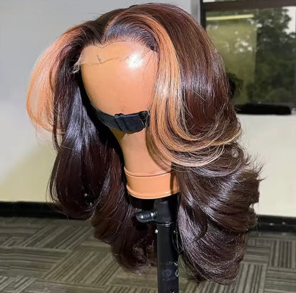 Vietnamese Layered Cut Lace Front Brown And 27 Highlight Wig  5*5 Lace Front With Natural Hairline 250% Density