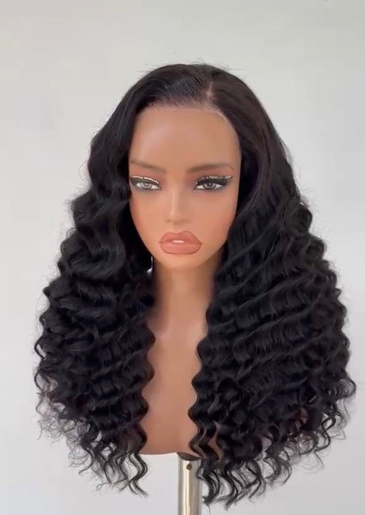 Human Hair Glueless Pre Cut Lace Ready To Wear Wig Bouncy Wavy Women Wigs 250%