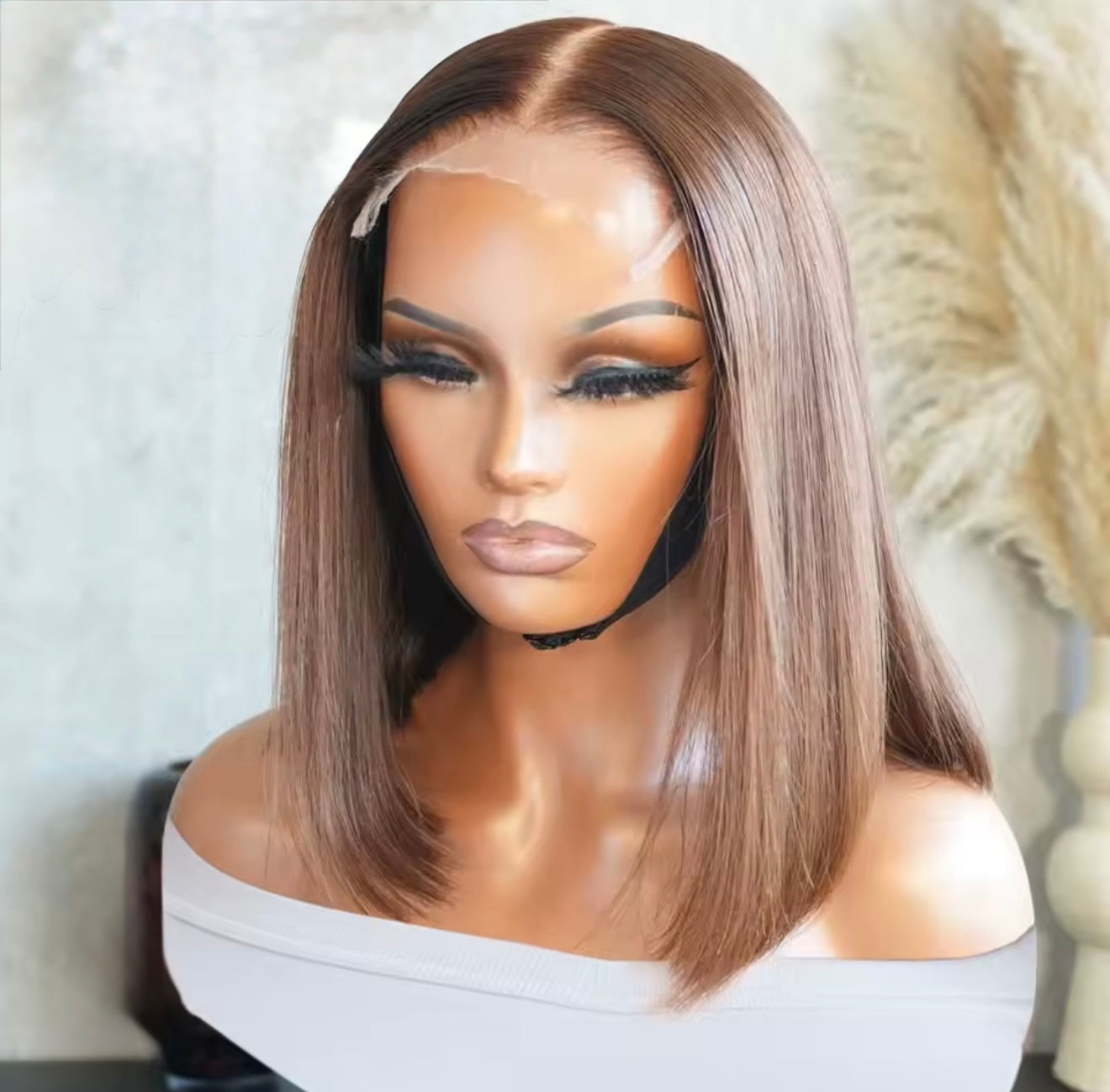 ChicLuxe Hair Milk Tea Brown Silky Straight Lace Front Glueless Bob Wig Short Bob Wig  5*5 Lace Front With Natural Hairline 250% Density