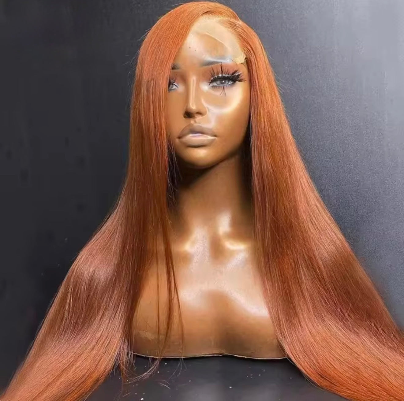 Pre Styled Layered Cut Ginger Orange 13x4 Transparent Lace Frontal Human Hair Wig For Women Pre Plucked With Natural Hairline Wavy And Straight 250% Density