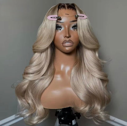 Pre Styled Layered Cut Honey Blonde Body Wave 5x5 Invisible Lace Front Human Hair Wig For Women Pre Plucked 250% Density