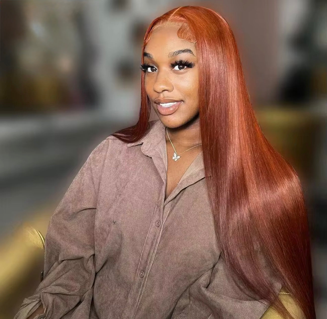 Pre Styled Layered Cut Ginger Orange 13x4 Transparent Lace Frontal Human Hair Wig For Women Pre Plucked With Natural Hairline Wavy And Straight 250% Density