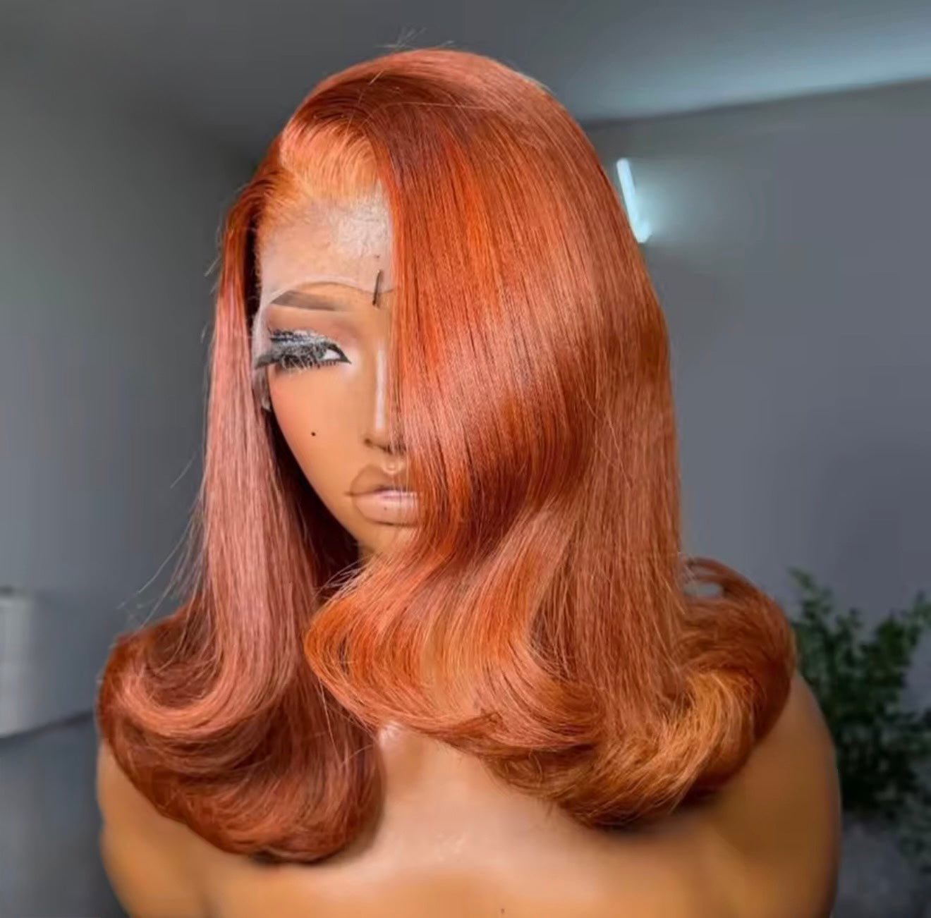 Vietnamese Layered Cut Lace Front Glueless Bob Wig Burnt Orange Short Bob  13*4 Lace Front With Natural Hairline 250% Density