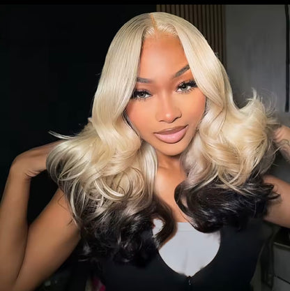 ChicLuxe Hair Pre Styled Glueless Ombre Black Bob Wig 613 Colored Grayish Black 13x6 Invisible Lace Front Wig With Pre Plucked Natural Hairline | Body Wave Human Hair Wig | 250% Density