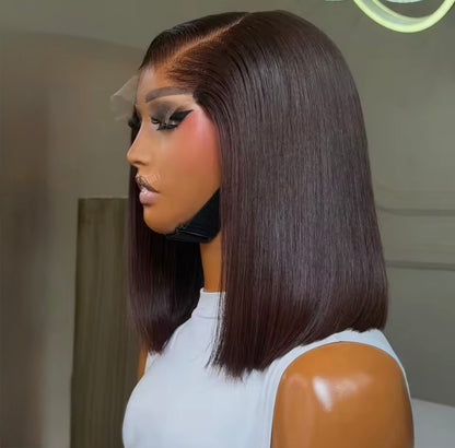Raw Vietnamese SDD Bone Straight Lace Front Glueless Bob Wig #4 Color Short Bob Wig  5*5 Lace Front With Natural Hairline 250% Density