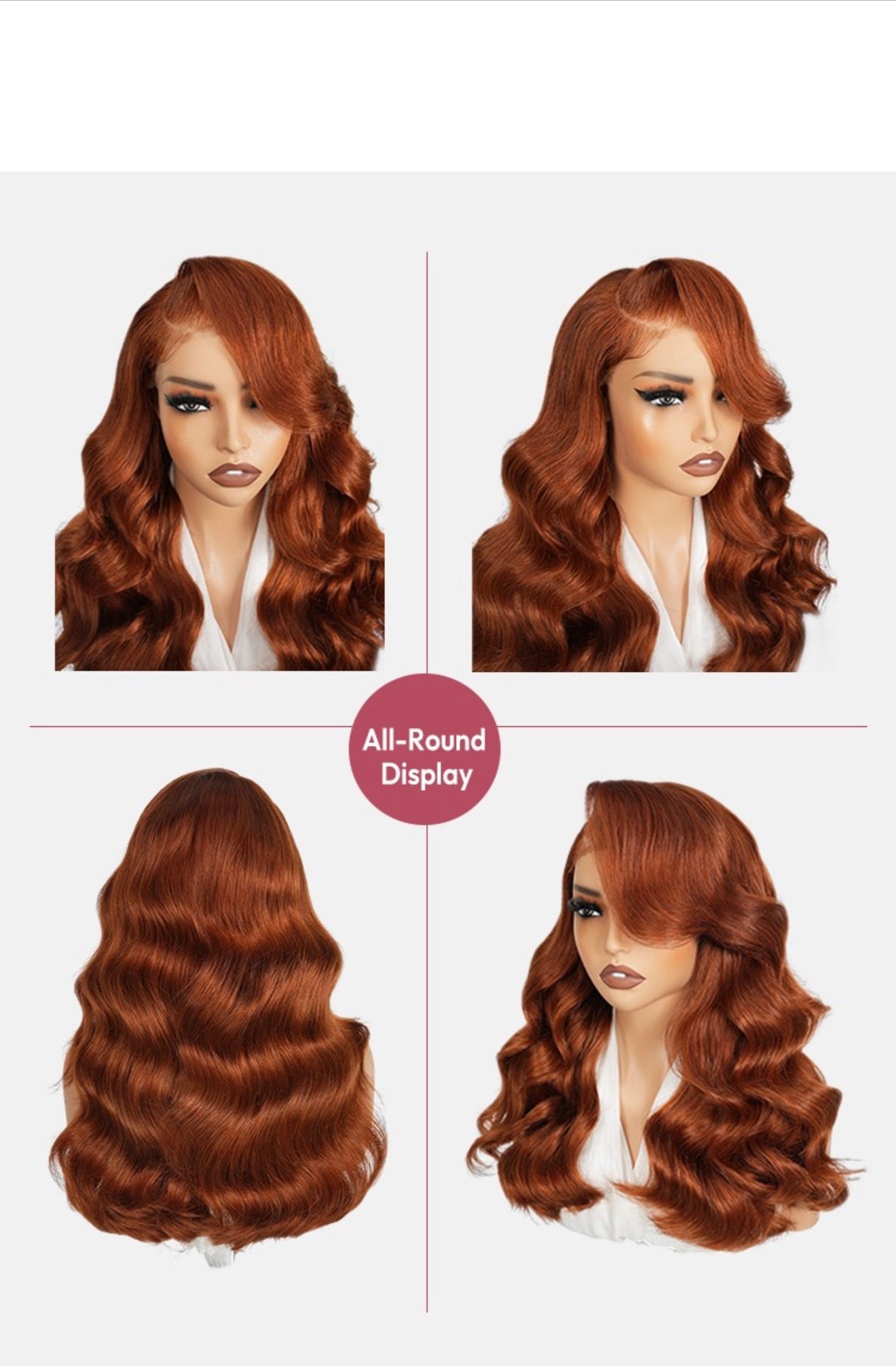 Chic Luxe Hair | Pre- Styled Glueless Ready To Wear Layered Cut M-Hairline 250% Density Bouncy Wavy Wig Burnt Orange | 100% Human Hair