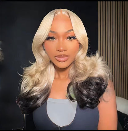 ChicLuxe Hair Pre Styled Glueless Ombre Black Bob Wig 613 Colored Grayish Black 13x6 Invisible Lace Front Wig With Pre Plucked Natural Hairline | Body Wave Human Hair Wig | 250% Density