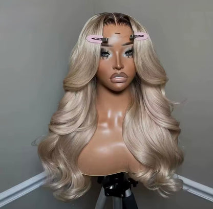 Pre Styled Layered Cut Honey Blonde Body Wave 5x5 Invisible Lace Front Human Hair Wig For Women Pre Plucked 250% Density