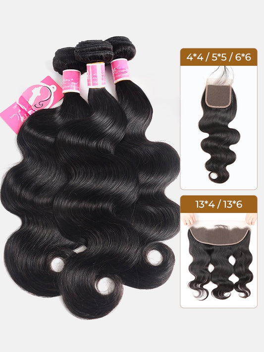 Chic Luxe Hair Brazilian Body Wave Virgin Hair 5pcs Or 6pcs With HD Lace Closure  | 100% Brazilian Human Hair