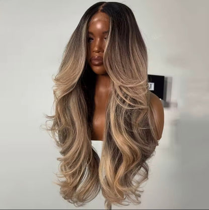 Pre Styled Layered Cut Brown Ash Gray Body Wave 5x5 Invisible Lace Front Human Hair Wig For Women Pre Plucked 250% Density