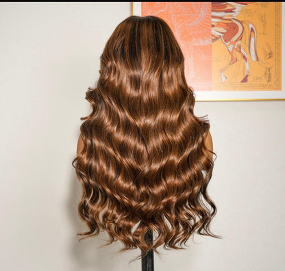 Chic Luxe Hair Caramel Balayage Wig | Wavy | 100% Raw Vietnamese Hair | 13x4 Lace