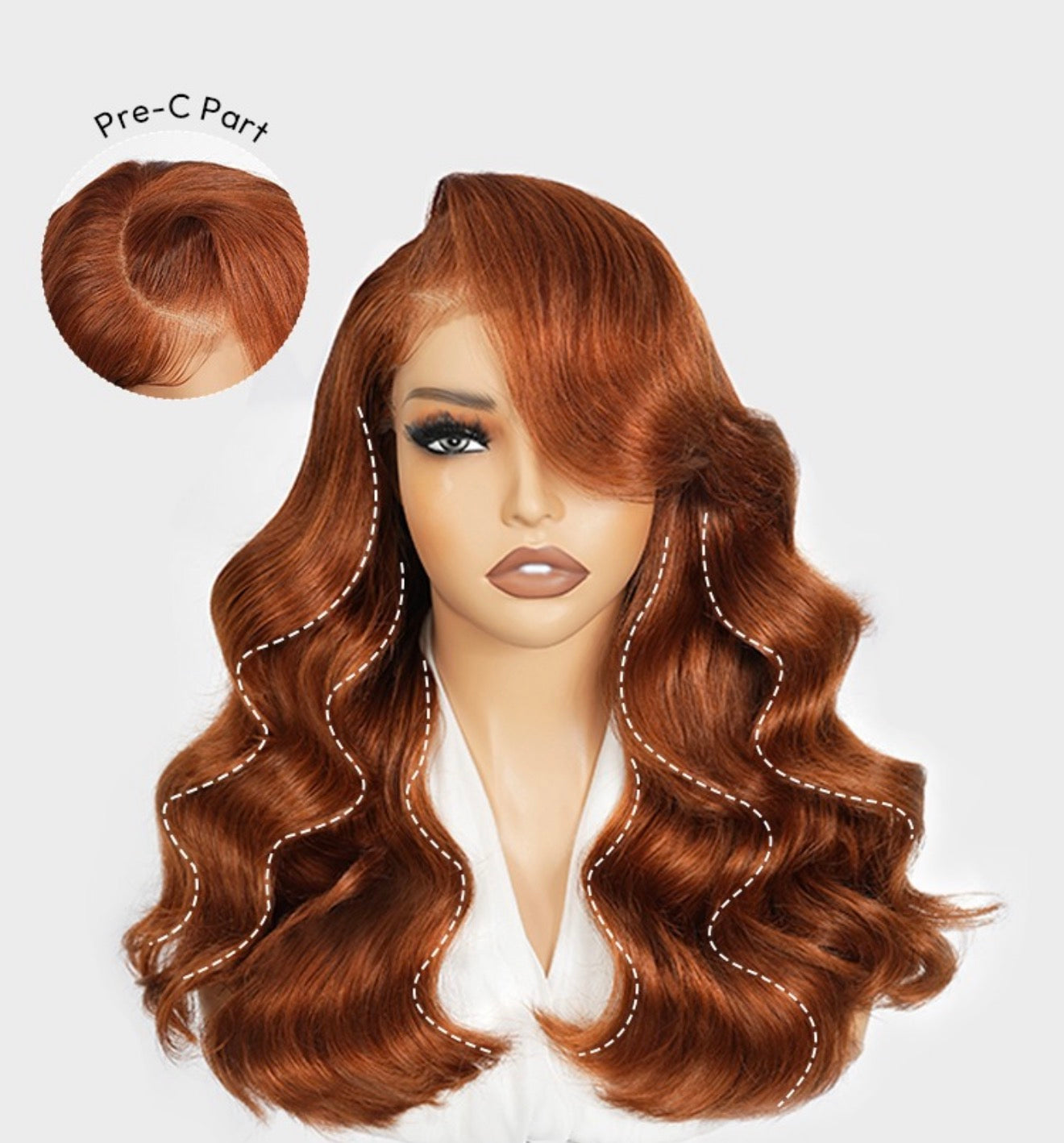 Chic Luxe Hair | Pre- Styled Glueless Ready To Wear Layered Cut M-Hairline 250% Density Bouncy Wavy Wig Burnt Orange | 100% Human Hair