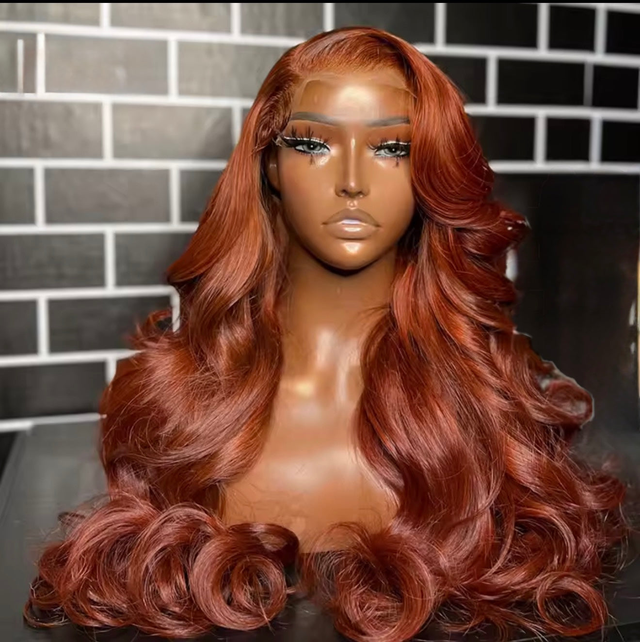 Pre Styled Layered Cut Ginger Orange 13x4 Transparent Lace Frontal Human Hair Wig For Women Pre Plucked With Natural Hairline Wavy And Straight 250% Density