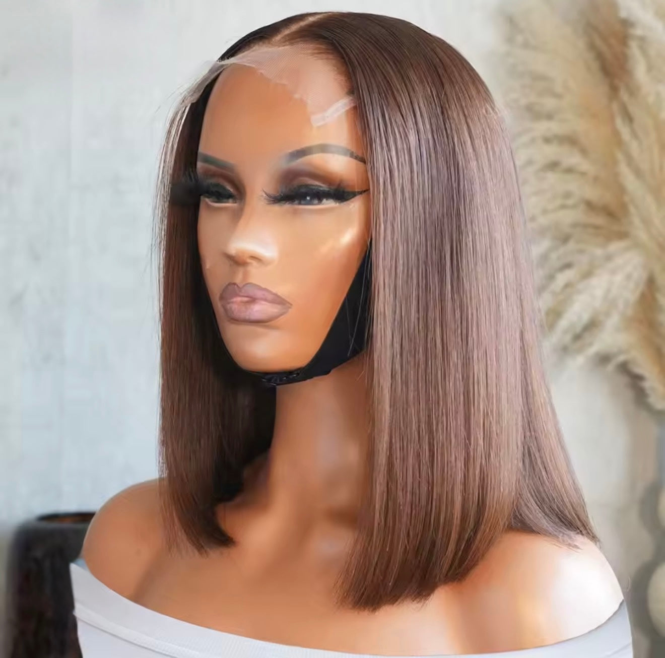 ChicLuxe Hair Milk Tea Brown Silky Straight Lace Front Glueless Bob Wig Short Bob Wig  5*5 Lace Front With Natural Hairline 250% Density