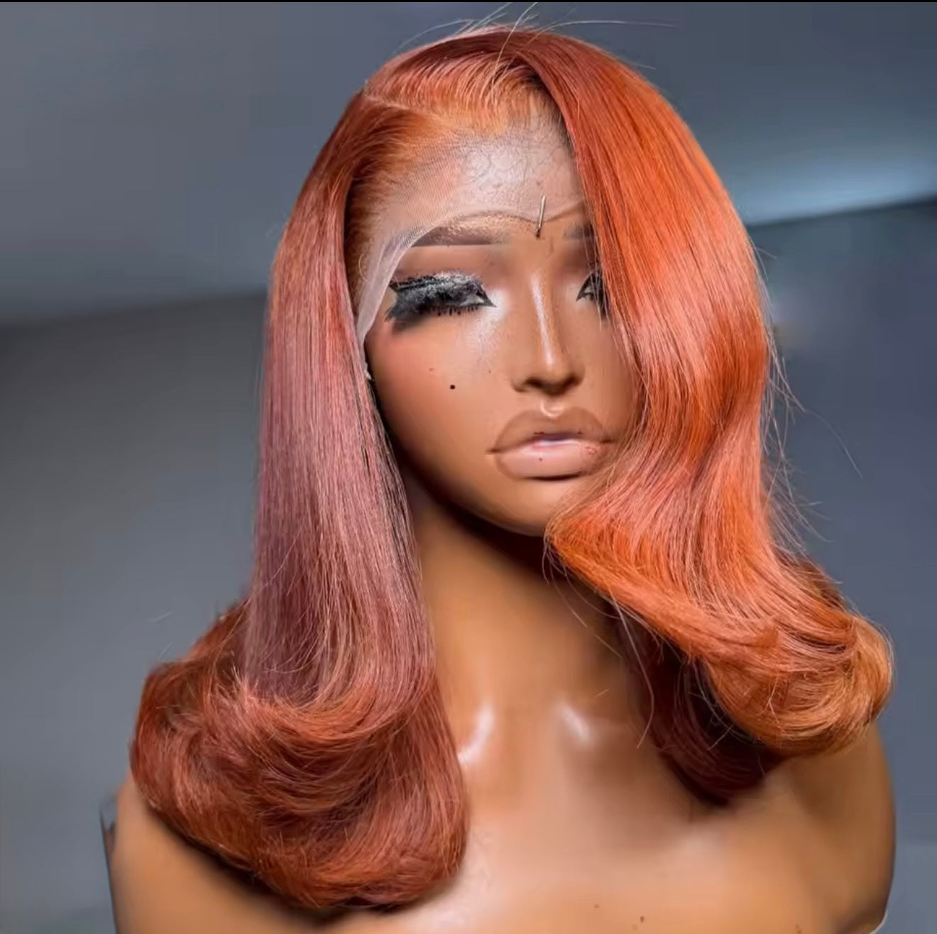 Vietnamese Layered Cut Lace Front Glueless Bob Wig Burnt Orange Short Bob  13*4 Lace Front With Natural Hairline 250% Density